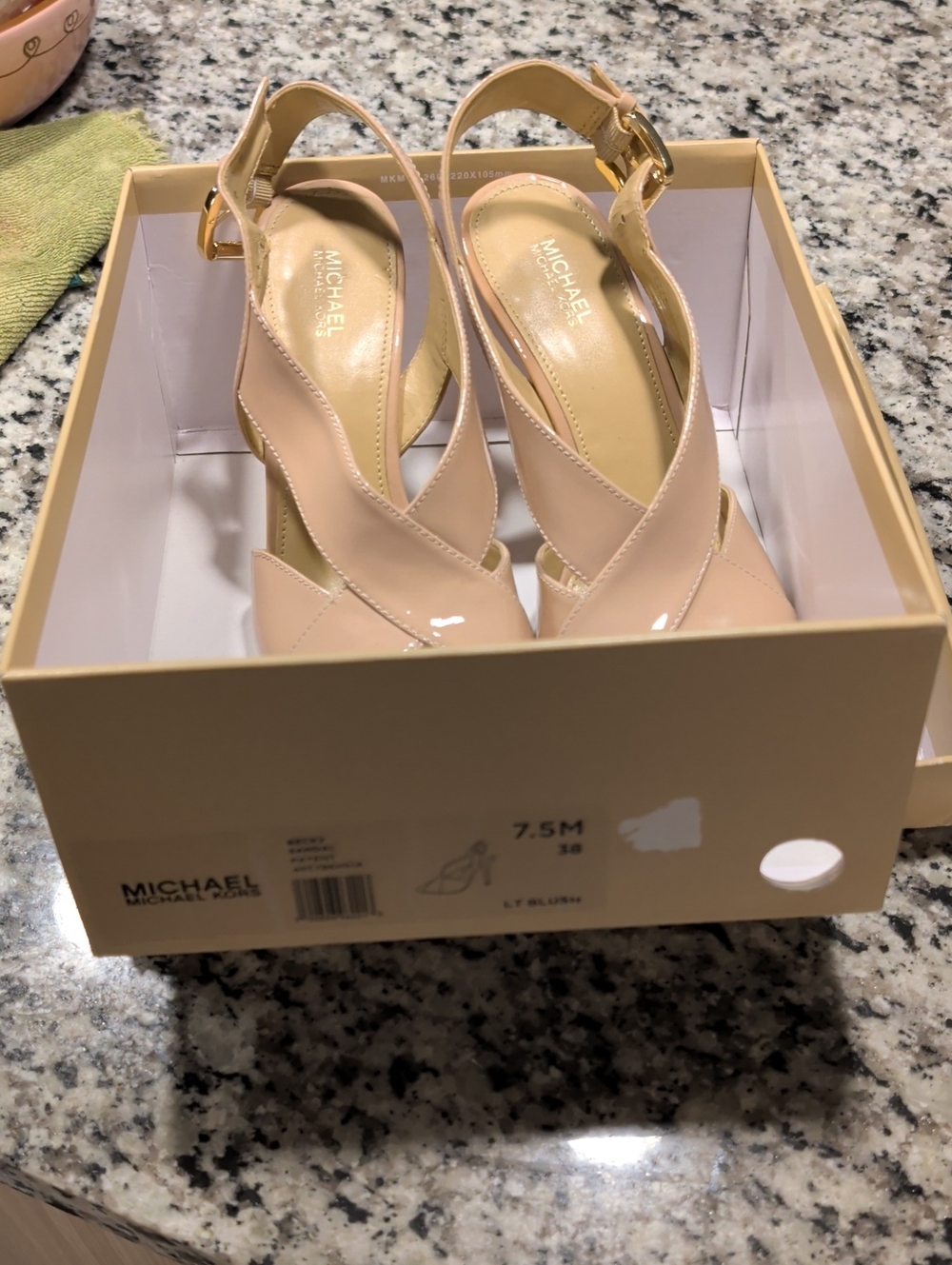 MICHAEL Michael Kors Blush Patent Crisscross Slingback Heels